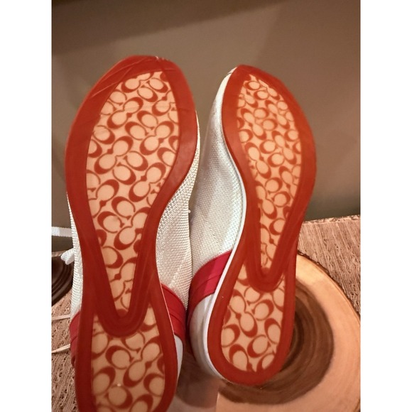 COACH MYLA 1941 SNEAKERS Womens 9M Suede Pink Leather & Beige White Mesh Sleek - Picture 13 of 16